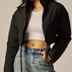 Cropped Break Line Bomber Jacket