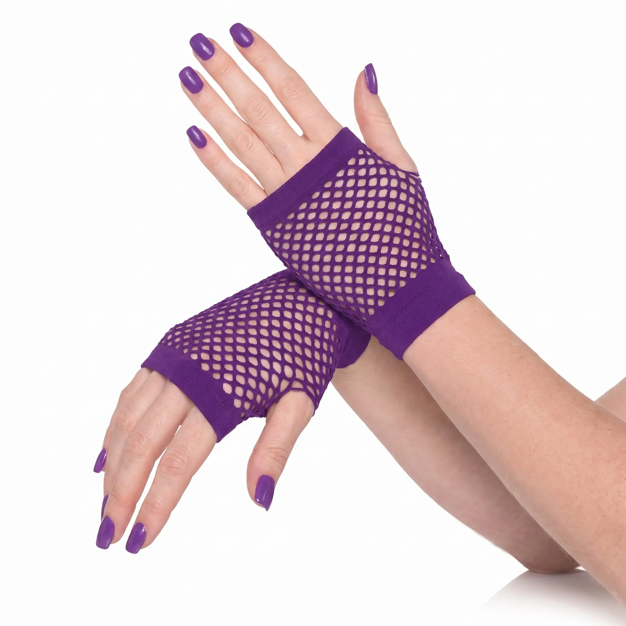 Purple Fishnet Short Gloves Purple Fishnet Short Gloves