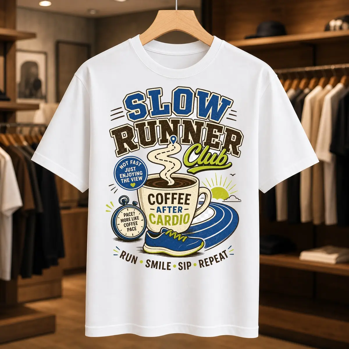Coffee After Cardio Graphic T-Shirt, Funny Running Tee, Casual Runner Shirt, Workout Short Sleeve Top, Run Club Gift