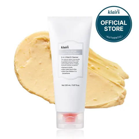[DearKlairs] Freshly Juiced Vitamin Mask Facial Cleanser - Pore Cleansing Exfoliator, Purifying Face Wash, Deep Pore Cleansing, Glowing Radiant Skin, Glutathione, Tangerine Peel Powder, PHA, Niacinamide