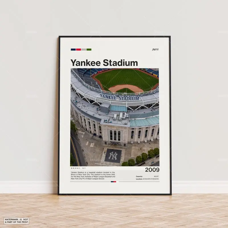 Yankee Stadium Poster, New York Yankees Poster Print, MLB Stadium Poster, Sports Poster,  Mid Century Modern, Baseball Fan Gift Print