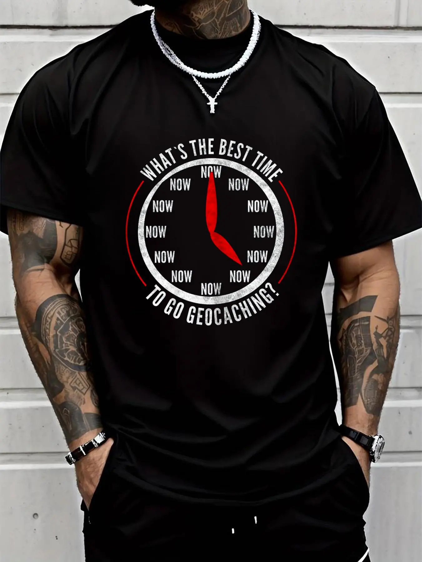 100% cotton Funny Geocaching Geocache T-Shirt Men Graphic T-Shirt Cotton Print short Sleeve Casual Top, Summer Tee Mens Tops