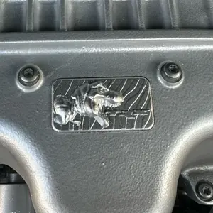 TRX T-Rex Supercharger Badge - Custom 3D Printed Emblem for TRX & SRT Superchargers - Durable PA-6 Carbon Fiber Nylon - Hand-Painted Silver Enamel - Weatherproof Heatproof - Quick Secure Installation