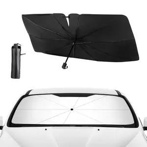 Upgraded Ice Crystal Material Easy-to-Set-Up Umbrella Sunshade for Car Windshield UV Protection Black Sunshade Enhances Vehicle Comfort with 80% UV Block & All-Weather Dual Function