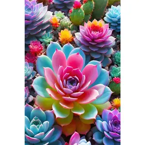 1PCS Vibrant Succulent Diamond Painting Kit Colorful Cactus Plant DIY Rhinestone Art Home Decor Craft for