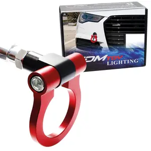 iJDMTOY Euro Red Track Racing Style Tow Hook Ring For Audi 2019-up A6 S6 RS6 A7 S7 RS7, For Volkswagen Jetta Arteon, Made of Lightweight Aluminum