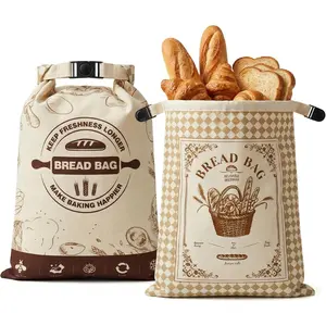 2 Pack  Beeswax Bread Bags, 16x12 Inch  Storage Bags with Removable Liner for Sourdough & Homemade Bread, -Keeping for Fridge and Daily Use