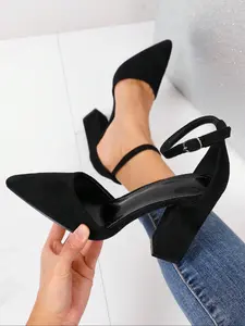 Women's Fashionable Solid Color Pointed Toe High Heel Shoes, Fashionable Footwear, Elegant Buckle Design Heels for Party, Daily Clothing Decor for Women & Girls