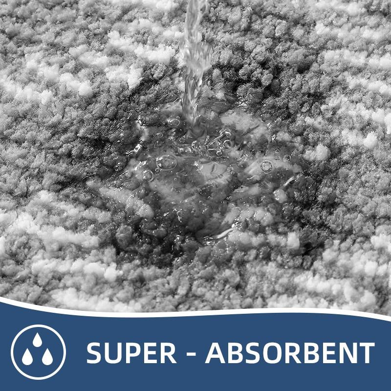 Monochrome Speckle Bath Mat Trio | Ultra-Plush 3-Piece Bathroom Rug Set with Crisp White Trim