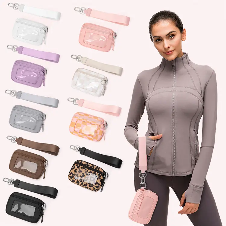Waterproof Mini Wristlet Card Wallet With Clear ID Window & Detachable Hand Strap, Multi Slot Portable Coin Key Pouch For Women Running Workout Dog Walking Travel Daily Essential