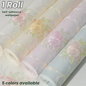 Self-Adhesive Non-Woven Vintage European Decorative Wallpaper Roll, Instant Peel & Stick, 3D Textured, Quick Coverage, Ideal for Living Room, Bedroom