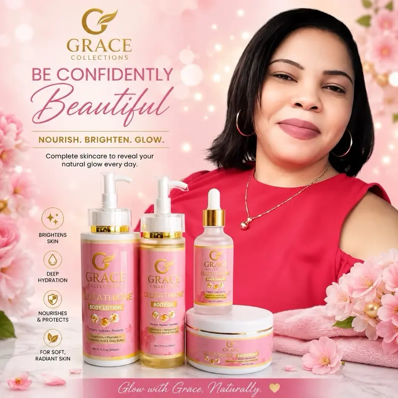 Gluta Brightening Body Care Set - Soap, Body Oil, Moisturizing Lotion, Soothing Cream, Hyd