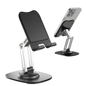 360° Rotation Desktop Smart Phone Stand Desk Holder, Angle Adjustable Cell Phone Mount Cradle Accessories Cellphone Smartphone Universal Fits for iPad iPhone Samsung Galaxy