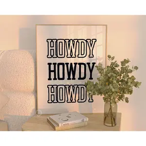 Black And White Wall Art Prints Trendy Howdy Western Cowgirl Wall Prints And Posters Retro Digital Prints Girly Wall Art Bedroom Prints Cute