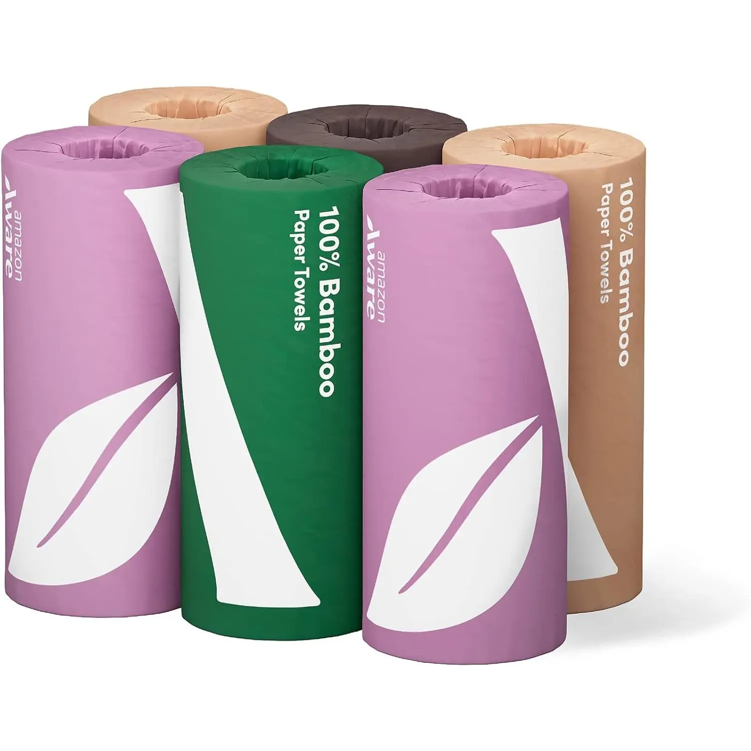 FSC-Certified Eco-Friendly 2-Ply Wood Bamboo Paper Towels, 6 Plastic-Free Multicolor Rolls, 150 Sheets/Roll (900-Count) Absorbent Wipes for Home Care