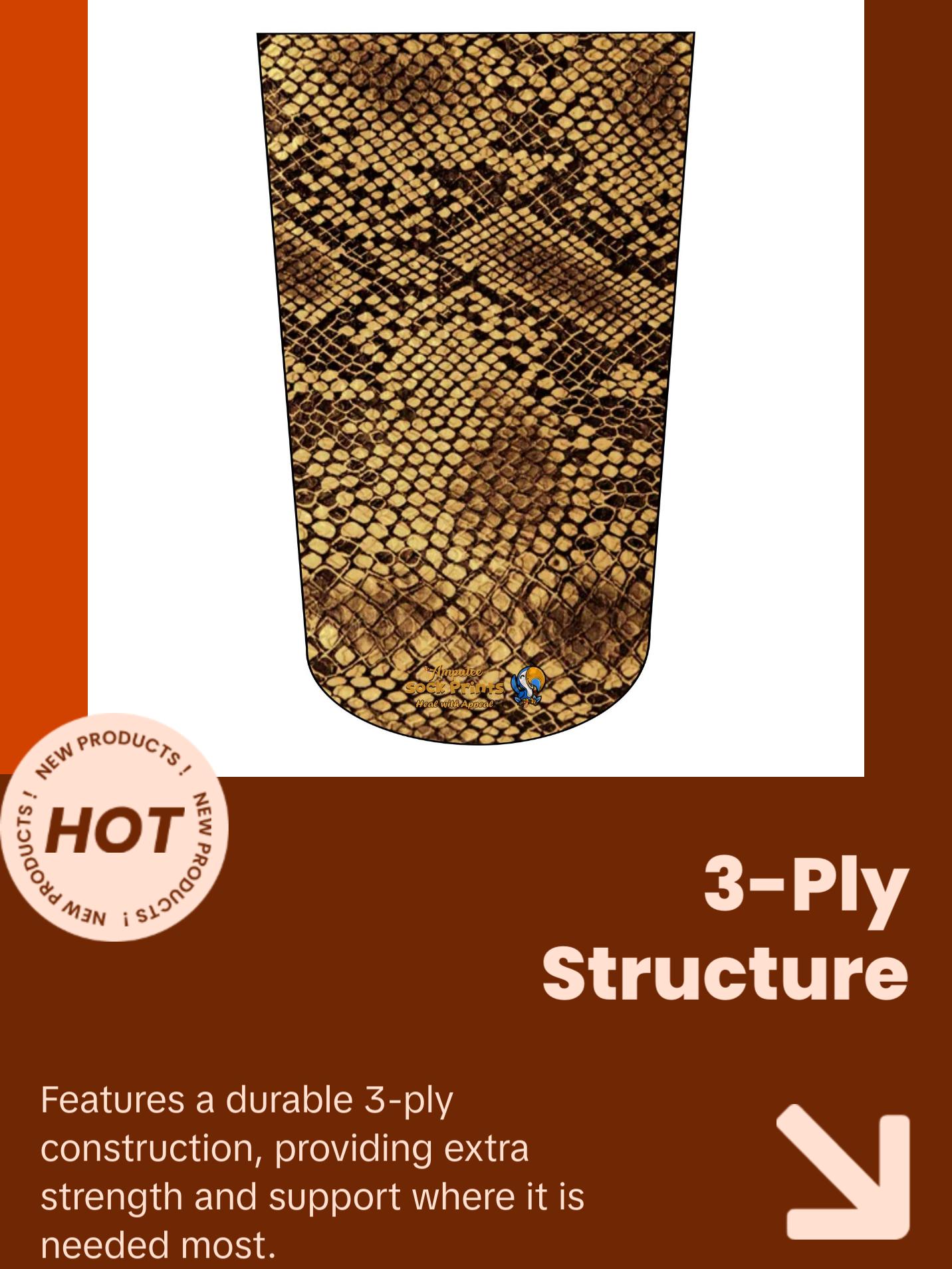 Amputee Sock "Snake skin V1",Stump Sock, Prosthetic Limb Sock