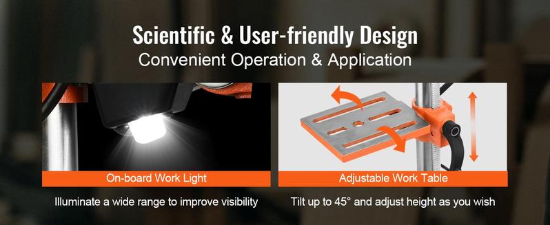 VEVOR 10'' 5-Speed Benchtop Drill Press Cast Iron Drill Press 3.2A 610-2800RPM VEVOR 10'' 5-Speed Benchtop Drill Press Cast Iron Drill Press 3.2A 610-2800RPM