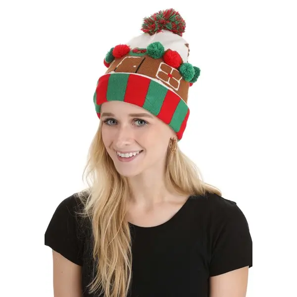 Gingerbread House Knit Hat