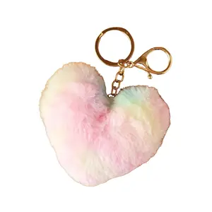 Fluffy Heart Pom Pom Keychain