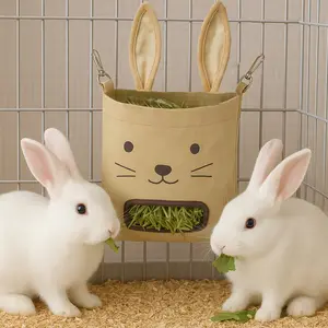 Cute Rabbit Shape Hanging Feeding Bag for Rabbits Squirrels Hamsters Guinea Pigs, Adorable Food Storage Container, Pet Supplies, Hanging Feeder