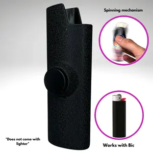 FLKR LYTR: Black Matte Fidget Spinner Case for Bic Lighters High-Quality Stainless Steel Body Durable Matte Finish Accessory