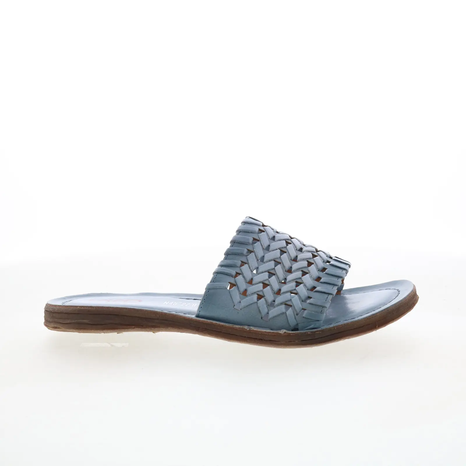 A.S. 98 Rex Womens Blue Leather Slip On Slides Sandals Shoes