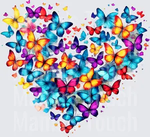 Colorful Butterfly Heart Shape with Rainbow Wings