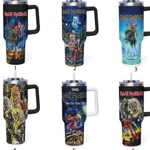 Iron Maiden 40oz Tumbler With Handle – Insulated Stainless Steel Travel Mug, Heavy Metal Fan Gift