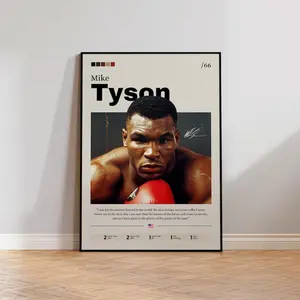 Mike Tyson Boxing Poster, Vintage Tyson Print, Wall Art, Retro Boxing Artwork, Sports Decor, Fighter Illustration, Man Cave Decor