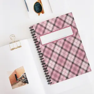 Pink Plaid Spiral Notebook — Ruled Journal with Label