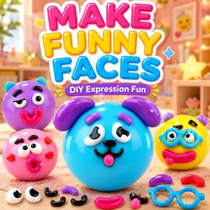 Funny Face Dog Squishy Toy Soft Sensory Fidget Toy Stress Relief Squeeze Toy Anxiety Relief Face Swap Squishy Moldable Decompression Toy Portable Desk Toy Party Favor Gift for Kids Teens Adults