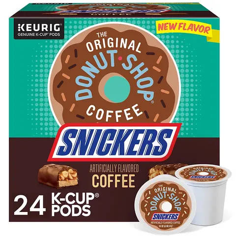 The Original Donut Shop Snickers Coffee - Flavored Coffee Keurig K-Cup Pods - Nutty, Chocolate Flavored Coffee - High Box Count
