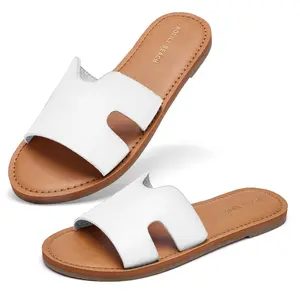KOLILI Women's Comfortable Flat Slippers Faux Leather Upper Non-Slip Slip On Open Toe Summer Sandals Daily Wear Footwear - Shoe, Walking Shoes Summervibes