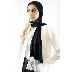 Jersey Lace Hijab - Jet Black