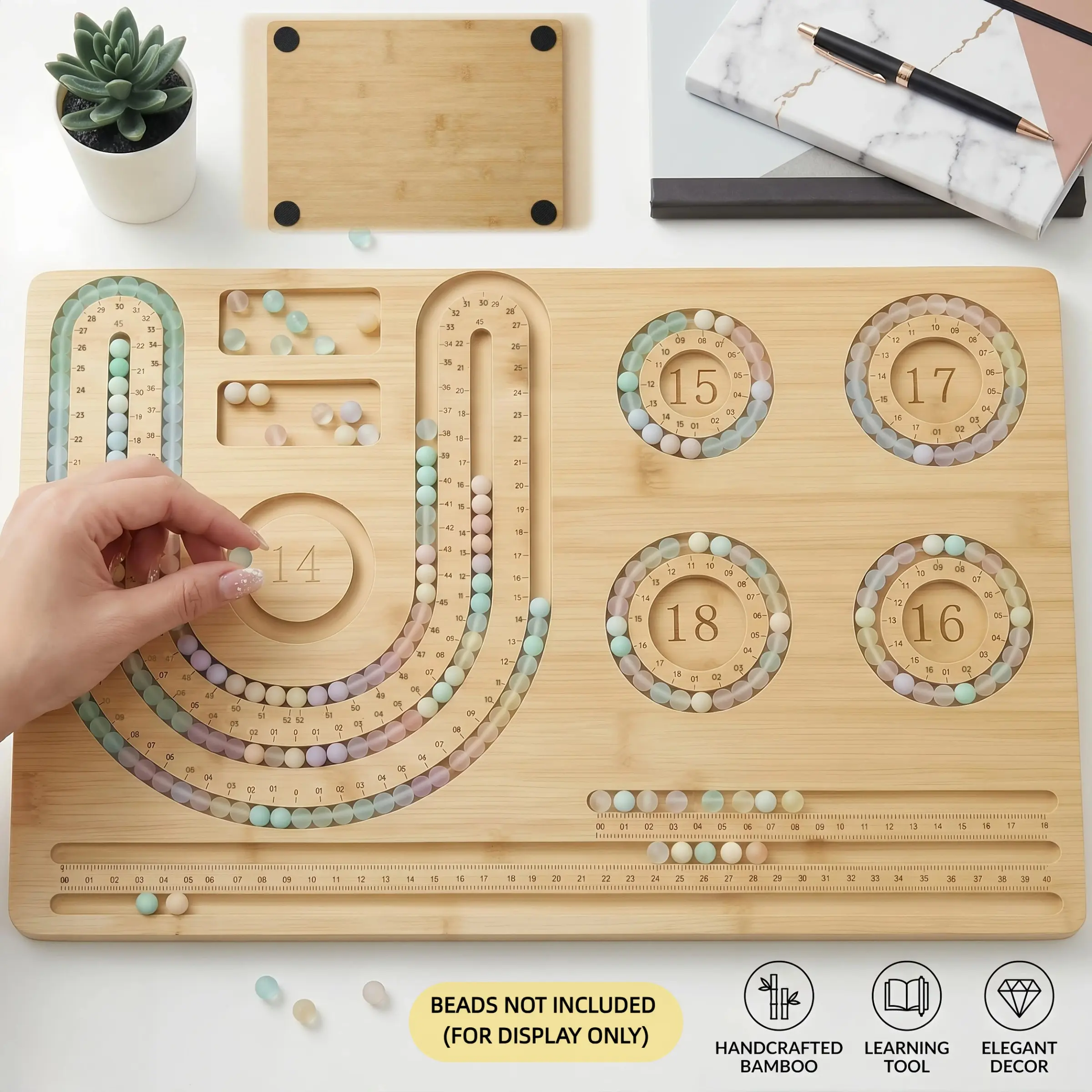 Beading Board for Jewelry Making, 2-in-1 Necklace & Bracelet Design Tray, Multi-Size Bead Organizer with CM Measurements, Bamboo DIY Bead Board, Non-Slip Jewelry Making Tool, Jewelry Making Supplies