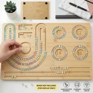 Beading Board for Jewelry Making, 2-in-1 Necklace & Bracelet Design Tray, Multi-Size Bead Organizer with CM Measurements, Bamboo DIY Bead Board, Non-Slip Jewelry Making Tool