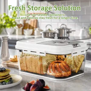 1 piece bread box suitable for kitchen countertop sealed bread storage container with lid and time recording plastic bread storage container, suitable for homemade bread, toast, bread and cookies