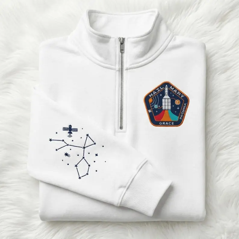 Planet Project Hail Mary Embroidered Quarter Zip, Amaze Amaze Amaze Sweatshirt, Sci-fi Fantasy Bookish Crewneck Shirt, Gift For Her Him