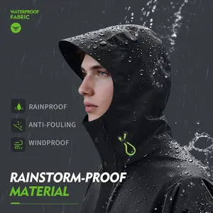 Men's Raincoat Set, Waterproof Rain Suit, Waterproof Hooded Jacket & Long Pants, Reusable Outdoor Workwear, Durable Thick Fabric, Winter Use, Rainy Season, Rainy Day, Rainproof, Waterproof Clothes