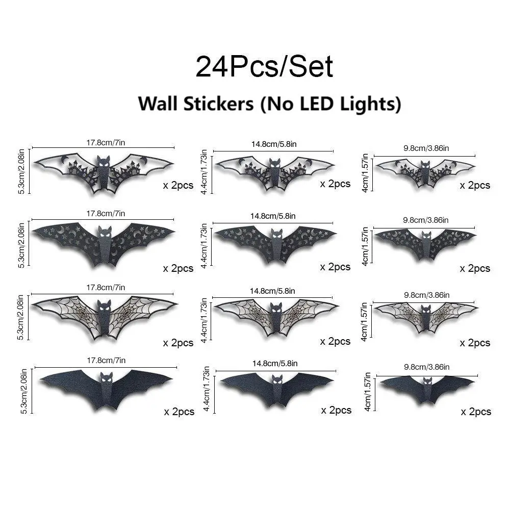 3D Bat Wall Decal 24pcs