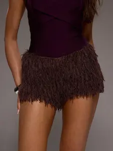 Low Rise Sequin Fringe Mini Shorts Hotpants Sexy Elegant Occasion Party Evening Summer Spring Holiday Vacation Holiday Festival Y2K