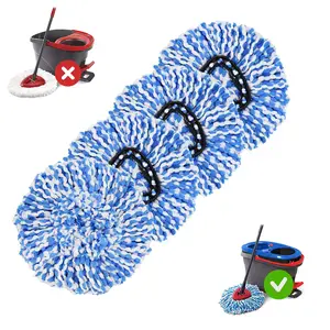 Mop Replace Heads Compatible for O-Cedar/Vileda, Spin Mop Refill Head Replacement for RinseClean 2-Tank System - Fluffy Microfiber, Machine Washable and Easy to Replace, Replacement Mop Pads