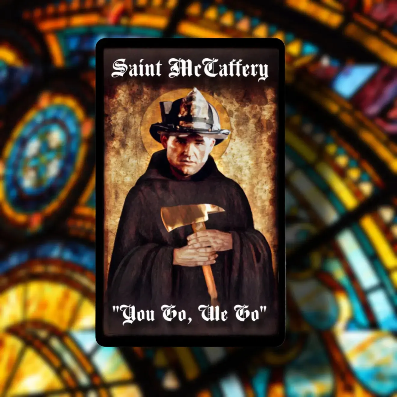 Saint McCafferey 2.0 Metal Prayer Card