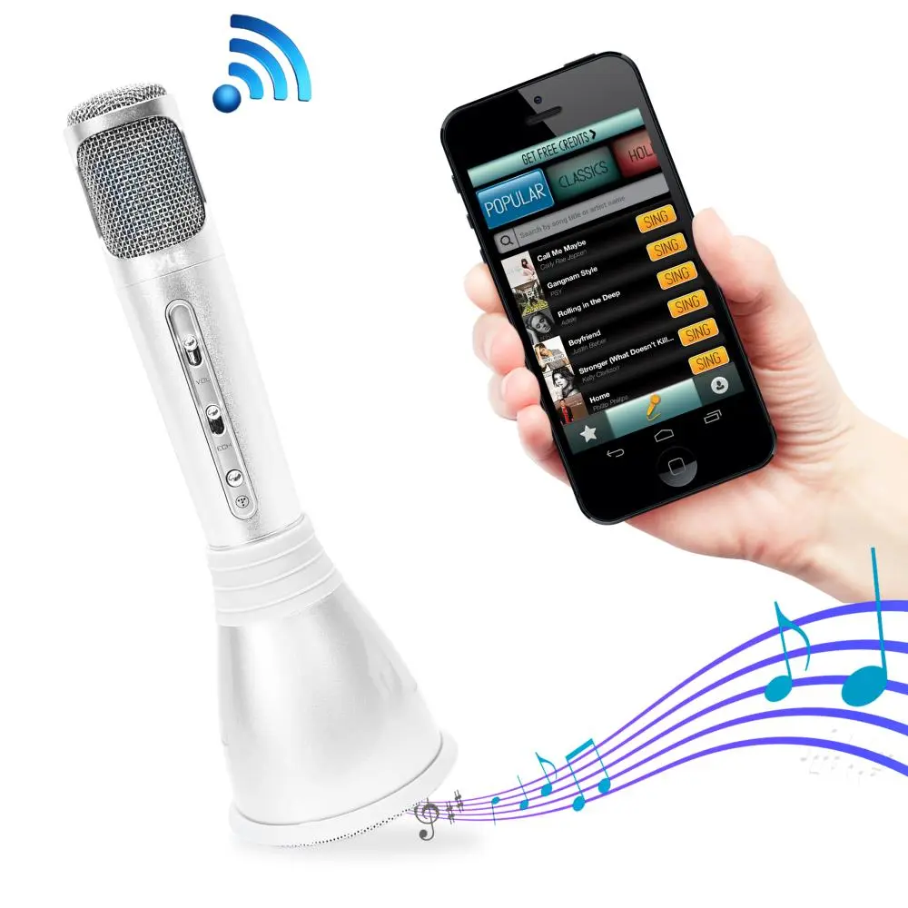 Handheld Wireless Karaoke Microphone with Bluetooth, Rechargeable Battery, Zinc Alloy Construction, Bluetooth Audio, 3.5mm AUX Input Jack, Compatible with iPad & Tablet