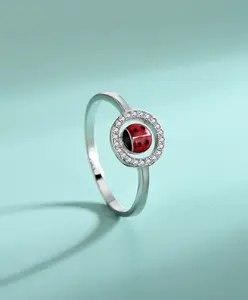 Dazzling 925 Sterling Silver Elegant Ladybug Zircon Ring (Size 6, 7, 8)