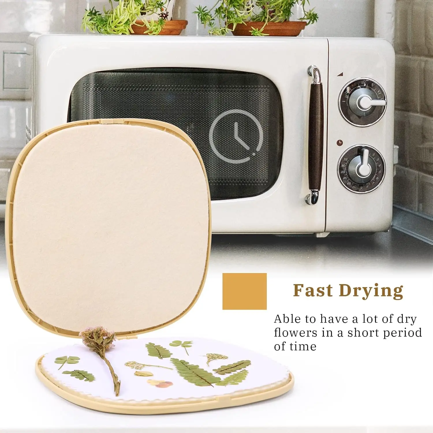 Aboofx Large Microwave Flower Press Kit, 9 x 9 inch Quickly Flower Drying Kit Leaf Press Flower Pressing Kit for Adults Fast Making Pressed Plant Flowers Preservation Specimen DIY Crafts and Gift