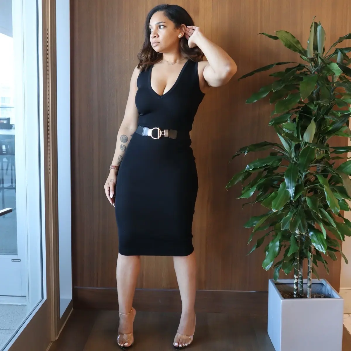 Synastry's Black Business Midi Dress