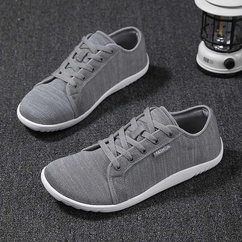 DIOLV Men’s Barefoot Textile Flat Sneakers - 1 Pair Wide Toe Fashionable Mesh Trainers, Breathable Lightweight Rubber Soled Sneaker, All Seasons Closed Sole for Walking, Gym (Father’s Day Gift Option)