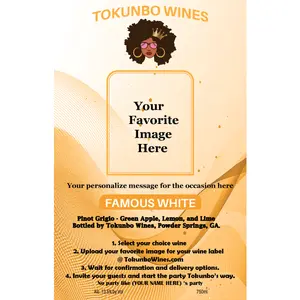 Tokunbo Wines Personalized Labels ONLY for Famous White Wine - Large 4x6 Inches for 750ml Bottles - Customizable Image Option
