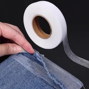 Waterproof Heat Bonded Edge Tape Roll, Dual-Sided Adhesive Fabric, 64m Heat Bond Mesh Material, Ideal for Sewing, Curtains, Crafts, Double Sided Adhesive